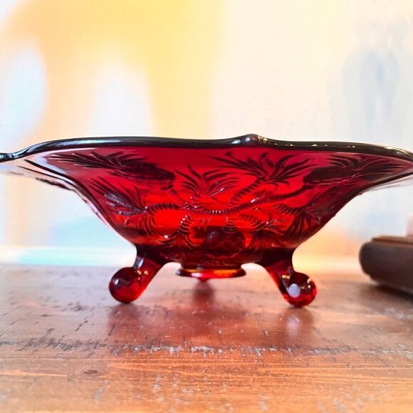 Vintage Three Toed  Red Thistle Bowl - Picture 3 of 12